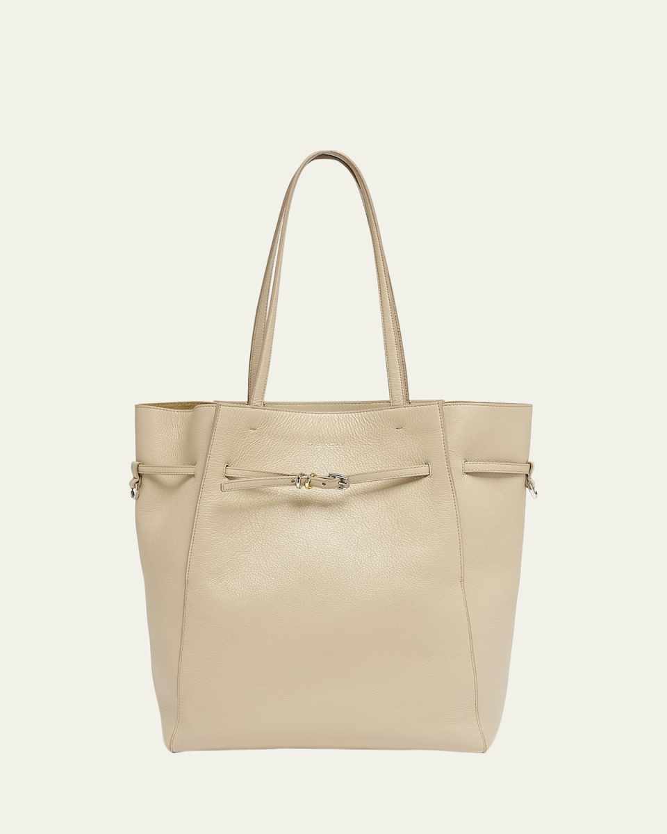 Voyou Medium North-South Tote Bag in Tumbled Leather
